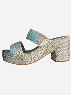 Metallic Woven Platform Slide Sandals - Silver